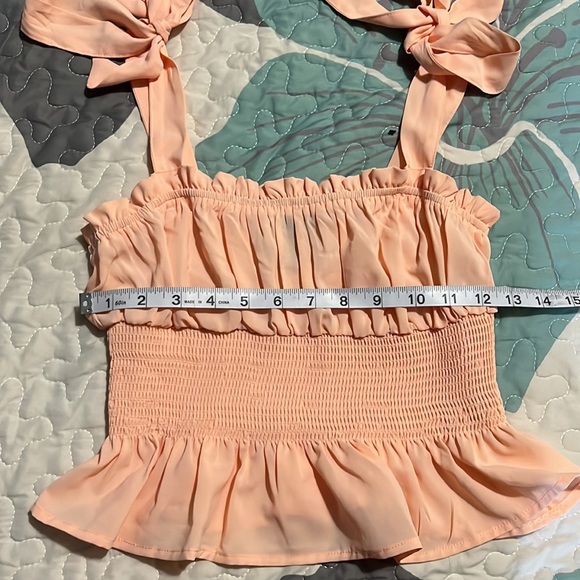 • J. Crew Peach Ruffle Top Blouse New Without Tags - Picture 9 of 10